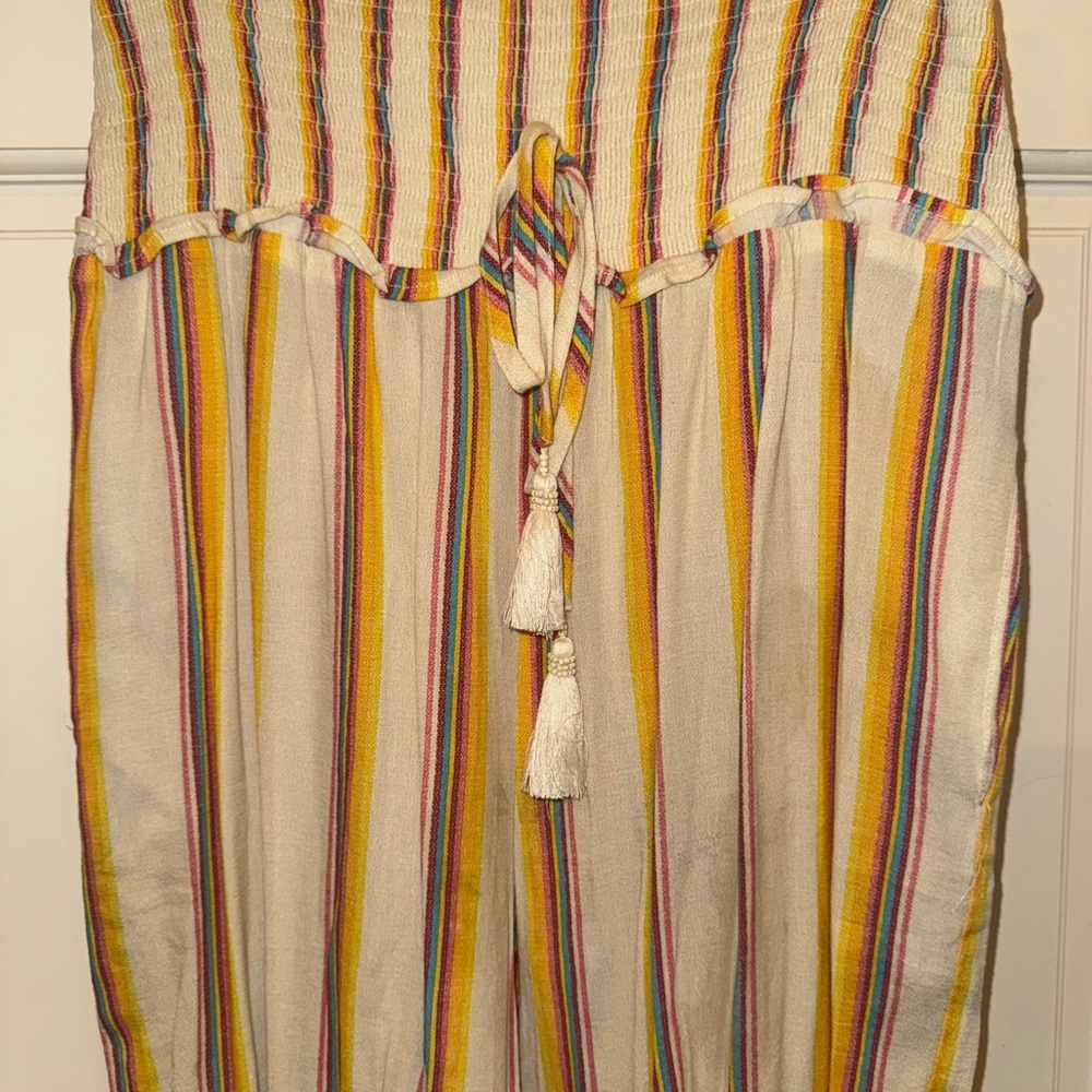 Striped Yellow and White Jumpsuit - Picture 9 of 10
